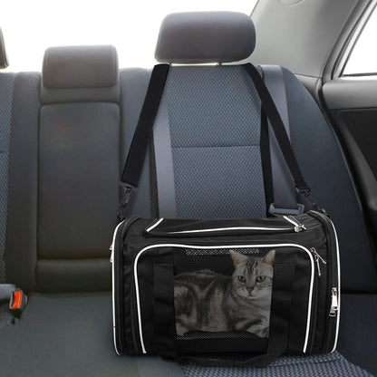 Cat Carrier, Pet Carrier Airline Approved Pet Carrier Bag Collapsible 15 Lbs Dog Carrier for Small Medium Cats Dogs Puppies Kitten - Black