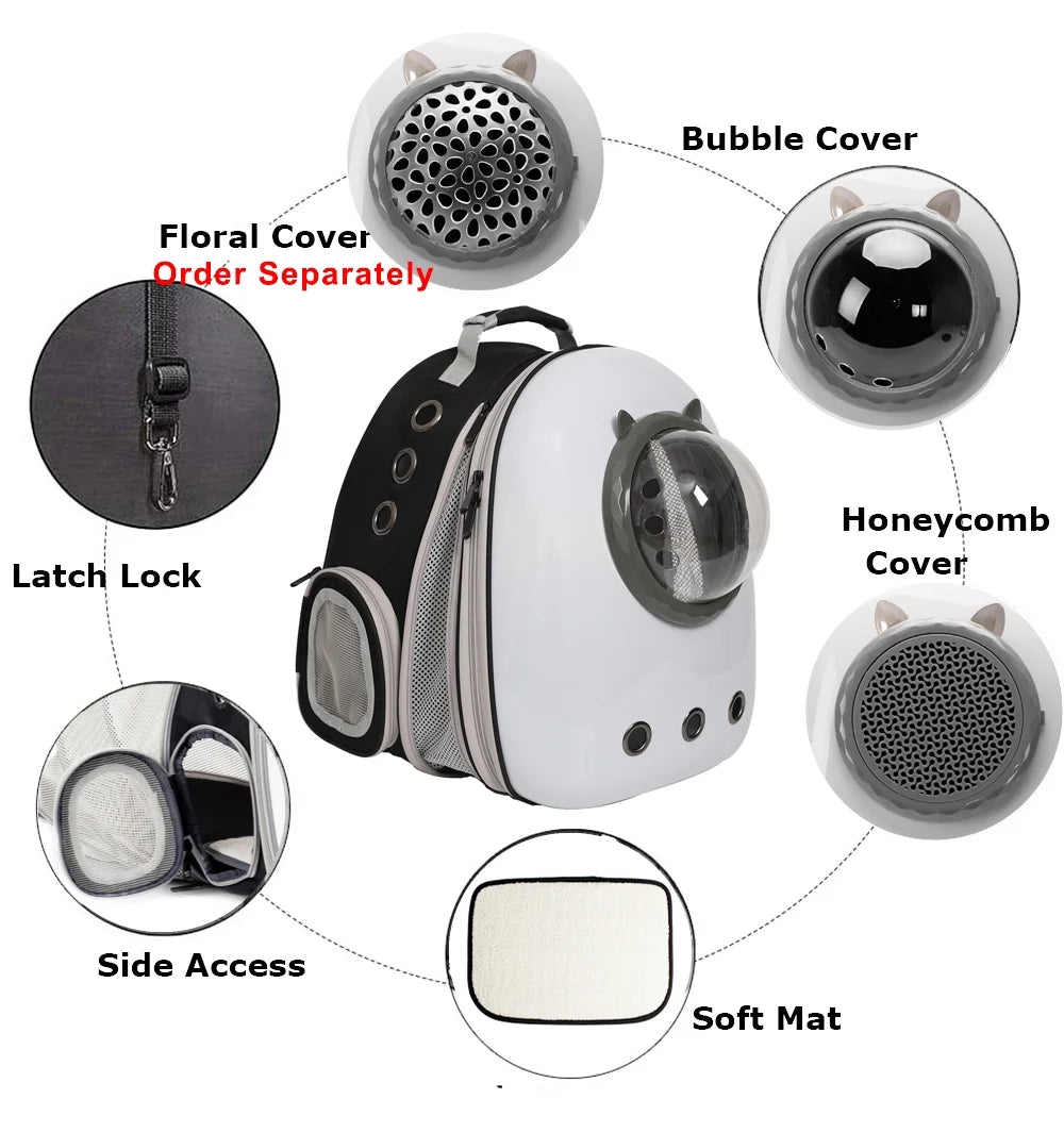 Front Expandable Cat Carrier Backpack, Large Cats Fit up to 20 Lbs, Backpack for Cats Kitten Small Puppy, Airline Approved Cat Bubble Backpack, Space Capsule Astronaut Carrier
