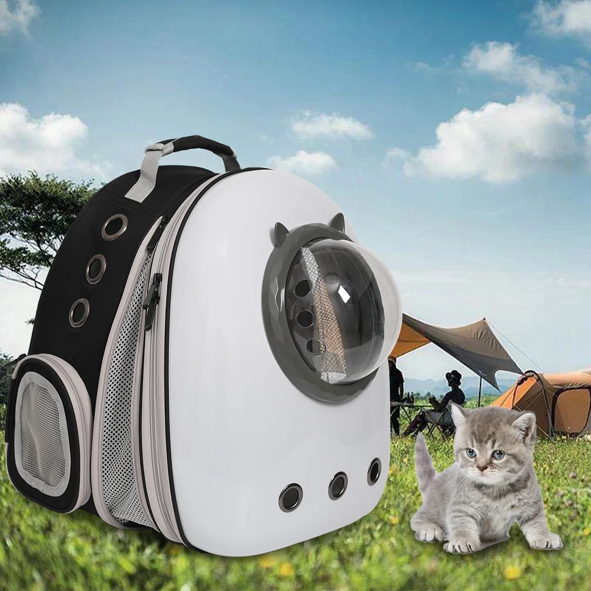 Front Expandable Cat Carrier Backpack, Large Cats Fit up to 20 Lbs, Backpack for Cats Kitten Small Puppy, Airline Approved Cat Bubble Backpack, Space Capsule Astronaut Carrier